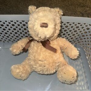 Disney Tan Stuffed Bear with Brown Ribbon